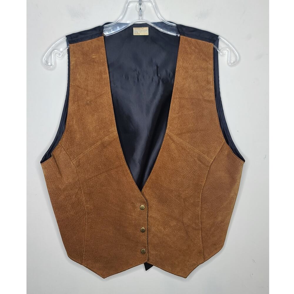 Tan Light Brown Suede 3 button leather vest - medium / large - menswear